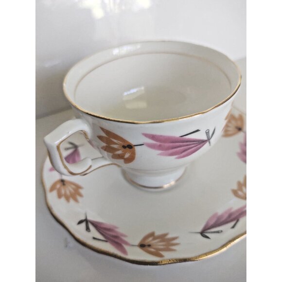 Vintage Colclough Bone China Tea Cup & Saucer England Art Deco Footed 1960's - Picture 6 of 10